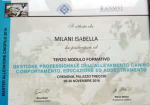 Terzo modulo formativo Master Allevatore Cinofilo 2016